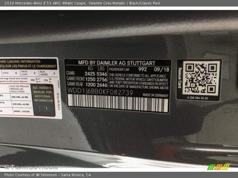 2019 E 53 AMG 4Matic Coupe Selenite Grey Metallic Color Code 992