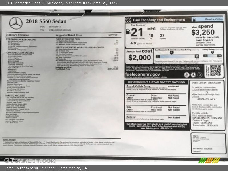 Magnetite Black Metallic / Black 2018 Mercedes-Benz S 560 Sedan