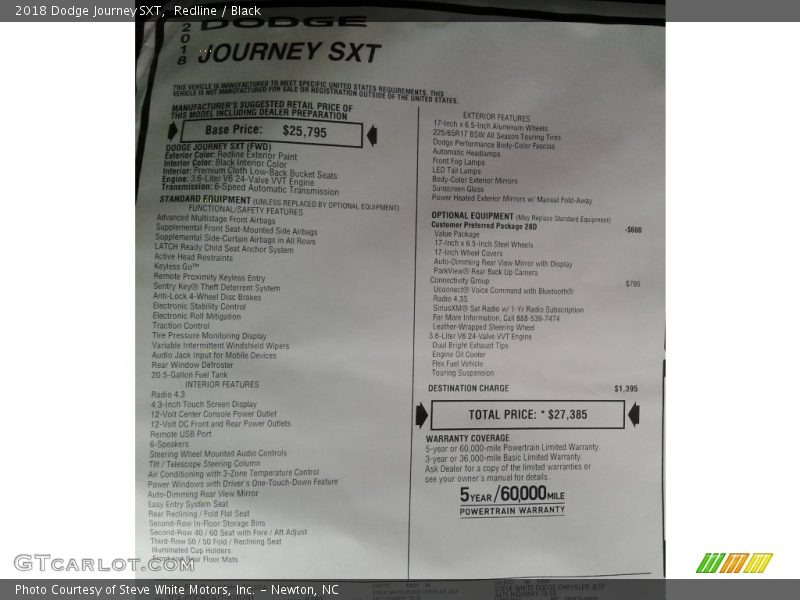 Redline / Black 2018 Dodge Journey SXT