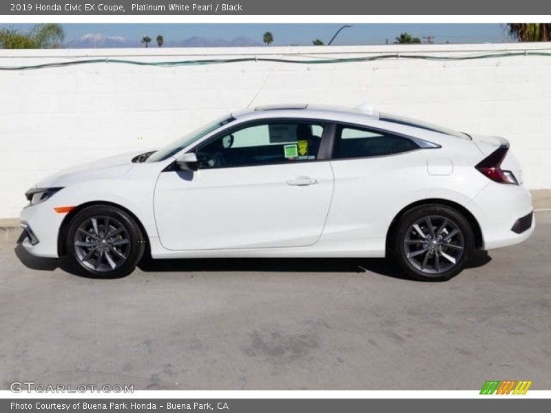 Platinum White Pearl / Black 2019 Honda Civic EX Coupe