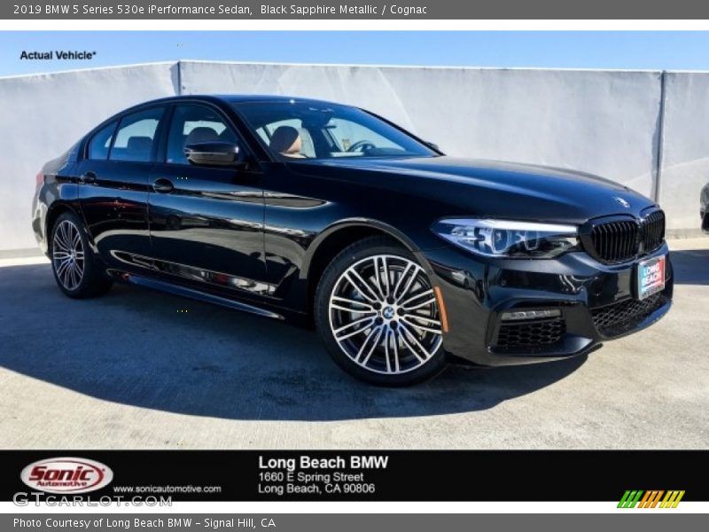 Black Sapphire Metallic / Cognac 2019 BMW 5 Series 530e iPerformance Sedan