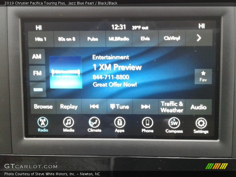 Jazz Blue Pearl / Black/Black 2019 Chrysler Pacifica Touring Plus