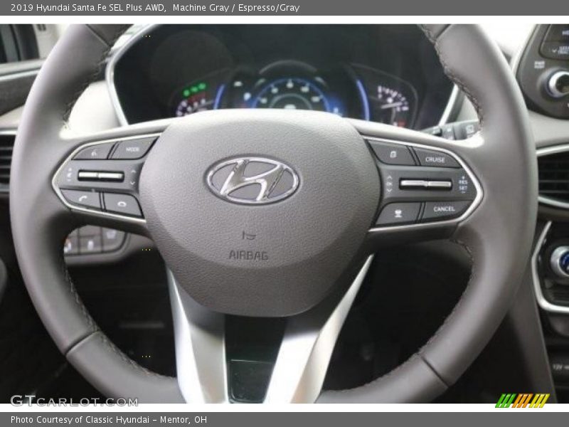 Machine Gray / Espresso/Gray 2019 Hyundai Santa Fe SEL Plus AWD