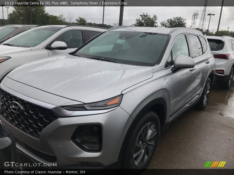 Symphony Silver / Espresso/Gray 2019 Hyundai Santa Fe SEL Plus AWD