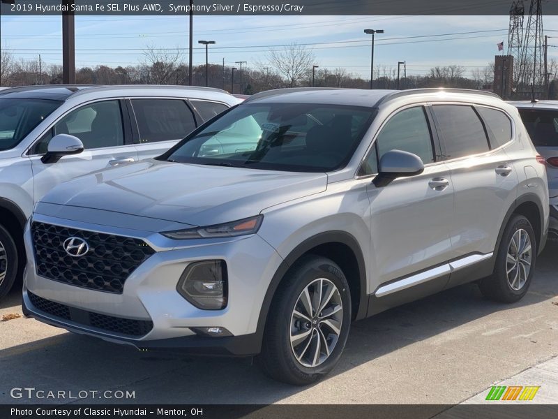 Symphony Silver / Espresso/Gray 2019 Hyundai Santa Fe SEL Plus AWD