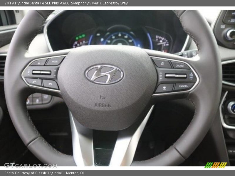Symphony Silver / Espresso/Gray 2019 Hyundai Santa Fe SEL Plus AWD
