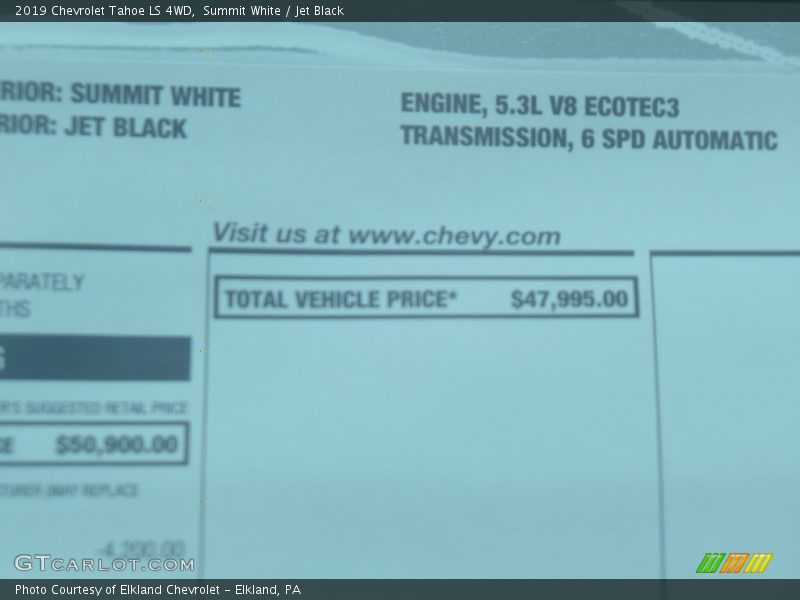 Summit White / Jet Black 2019 Chevrolet Tahoe LS 4WD