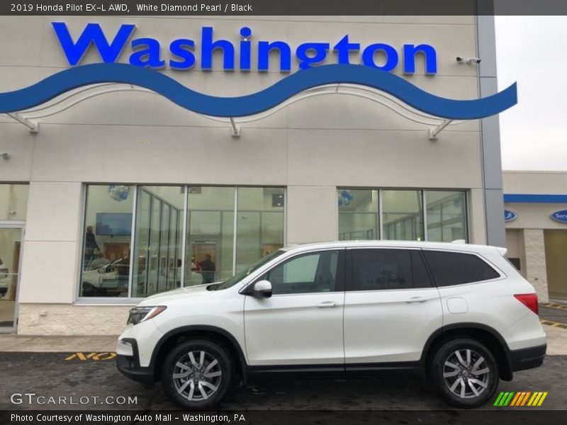 White Diamond Pearl / Black 2019 Honda Pilot EX-L AWD
