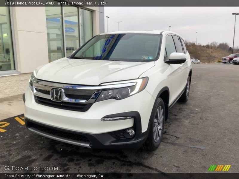 White Diamond Pearl / Black 2019 Honda Pilot EX-L AWD