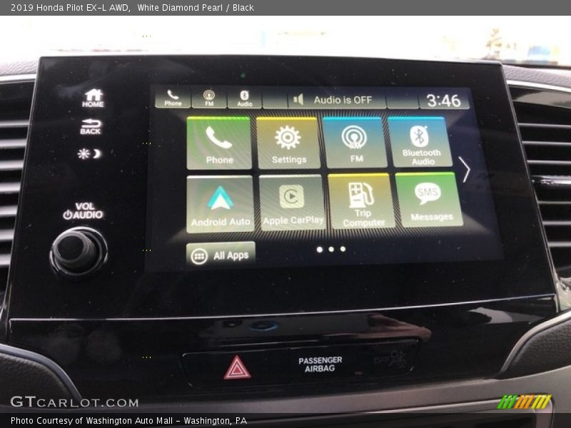 White Diamond Pearl / Black 2019 Honda Pilot EX-L AWD