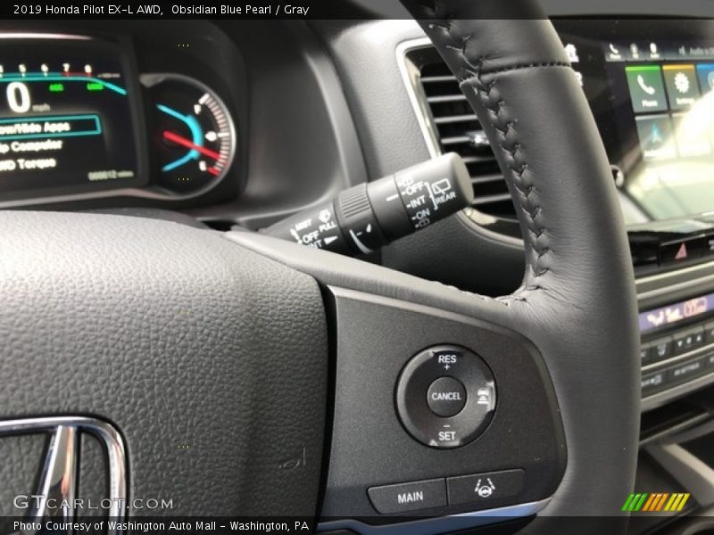 Obsidian Blue Pearl / Gray 2019 Honda Pilot EX-L AWD