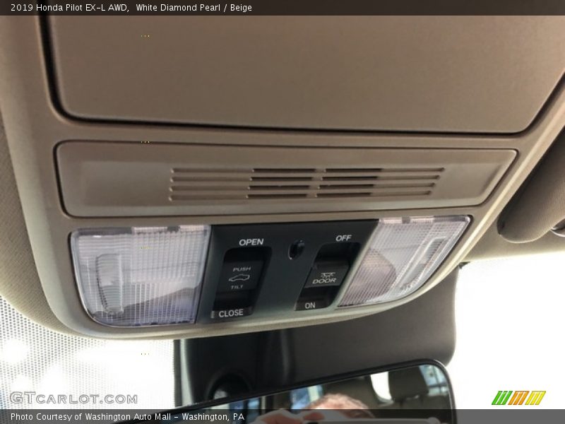 White Diamond Pearl / Beige 2019 Honda Pilot EX-L AWD