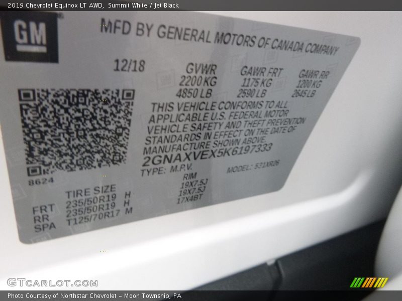 Summit White / Jet Black 2019 Chevrolet Equinox LT AWD