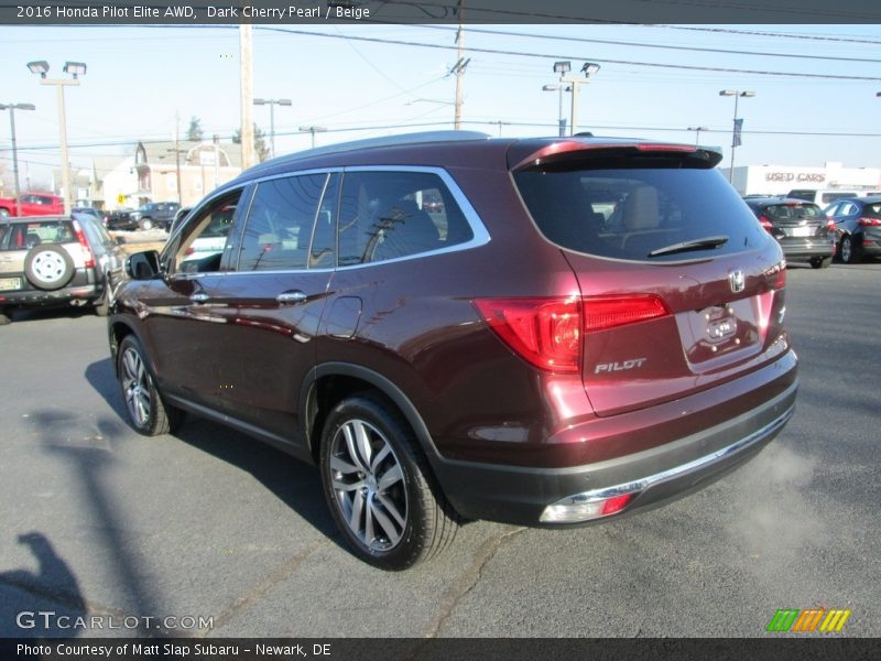 Dark Cherry Pearl / Beige 2016 Honda Pilot Elite AWD