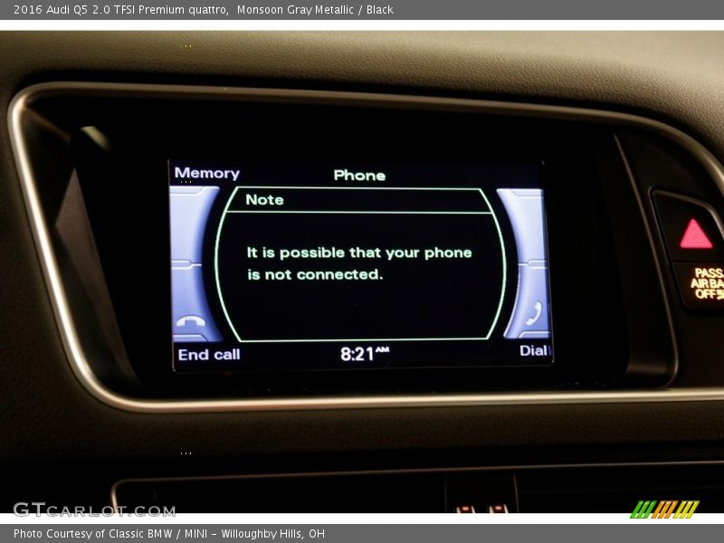 Monsoon Gray Metallic / Black 2016 Audi Q5 2.0 TFSI Premium quattro