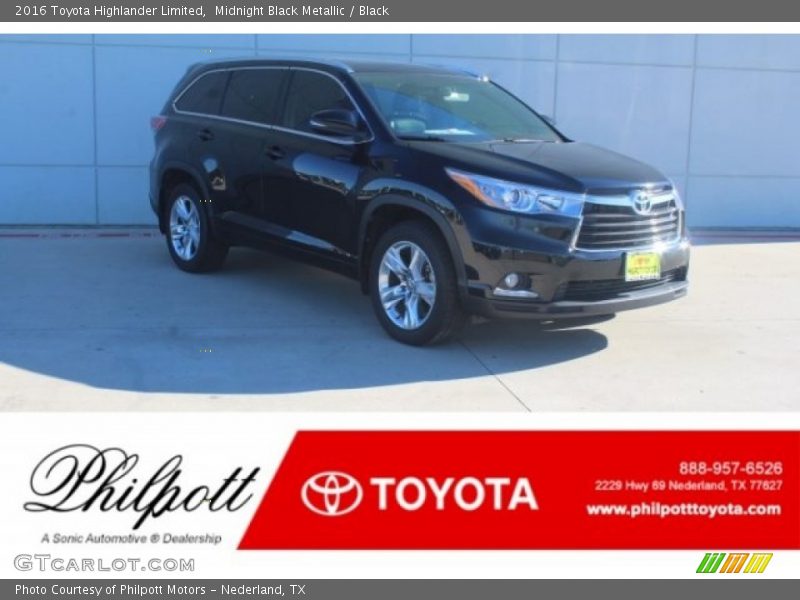 Midnight Black Metallic / Black 2016 Toyota Highlander Limited