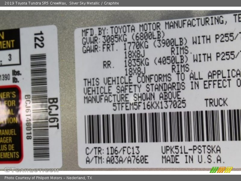 Silver Sky Metallic / Graphite 2019 Toyota Tundra SR5 CrewMax