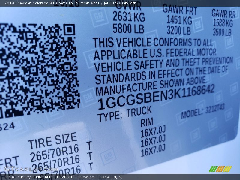 Summit White / Jet Black/Dark Ash 2019 Chevrolet Colorado WT Crew Cab