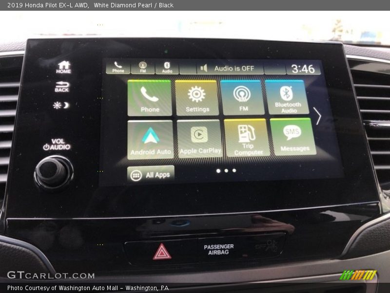 White Diamond Pearl / Black 2019 Honda Pilot EX-L AWD