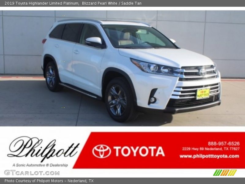 Blizzard Pearl White / Saddle Tan 2019 Toyota Highlander Limited Platinum