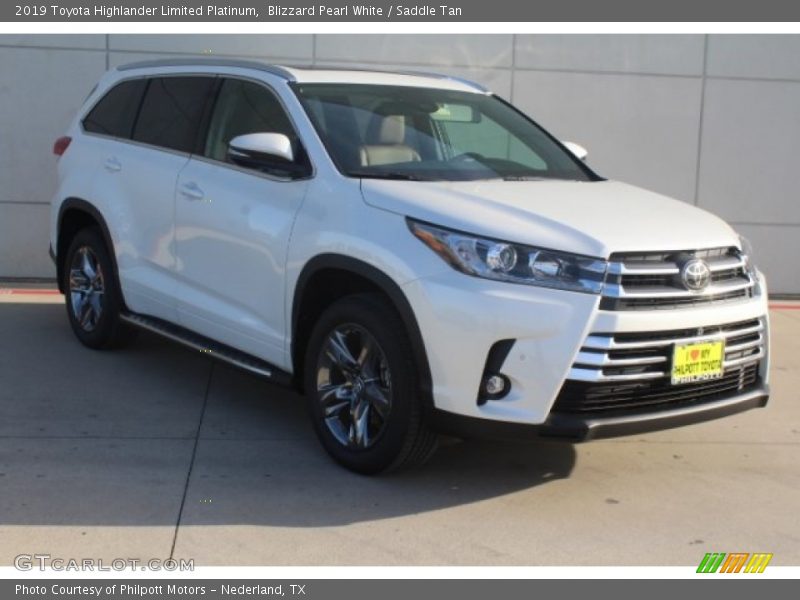 Blizzard Pearl White / Saddle Tan 2019 Toyota Highlander Limited Platinum