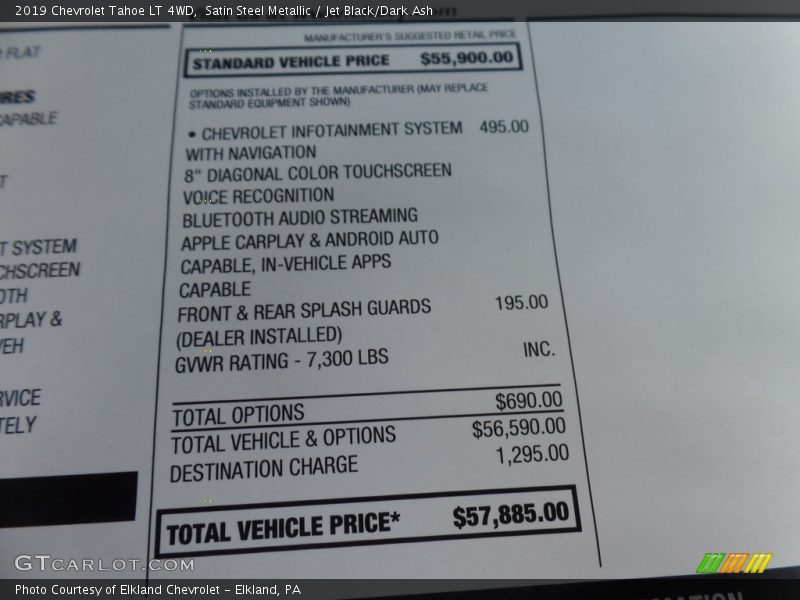 Satin Steel Metallic / Jet Black/Dark Ash 2019 Chevrolet Tahoe LT 4WD