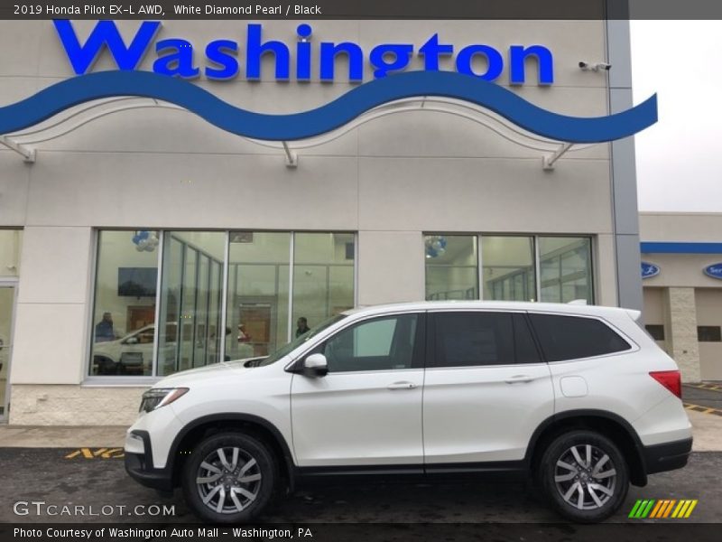 White Diamond Pearl / Black 2019 Honda Pilot EX-L AWD