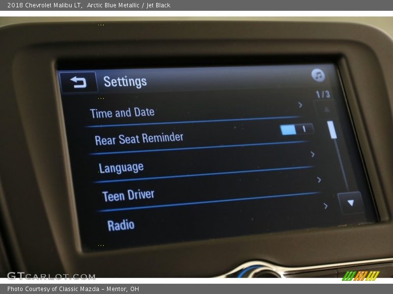 Arctic Blue Metallic / Jet Black 2018 Chevrolet Malibu LT