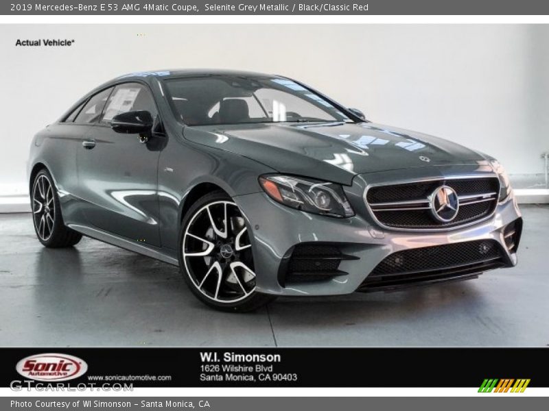 Selenite Grey Metallic / Black/Classic Red 2019 Mercedes-Benz E 53 AMG 4Matic Coupe