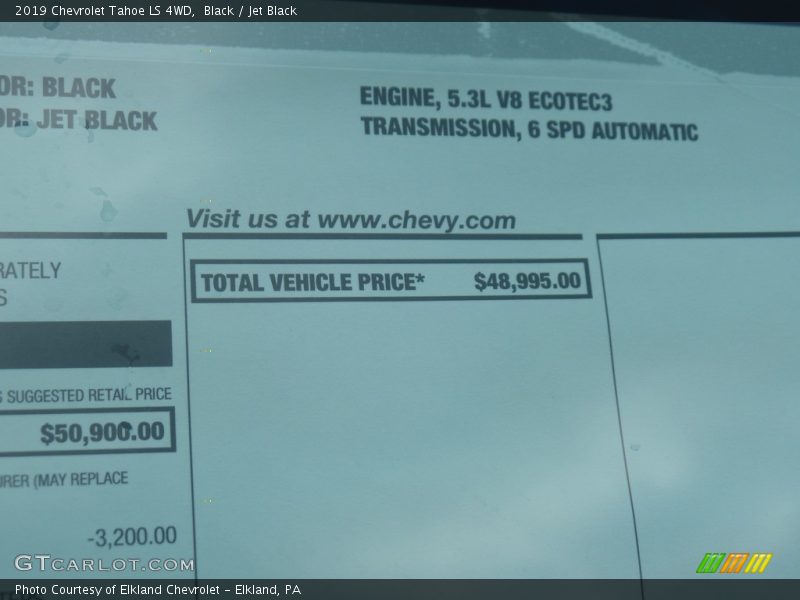 Black / Jet Black 2019 Chevrolet Tahoe LS 4WD