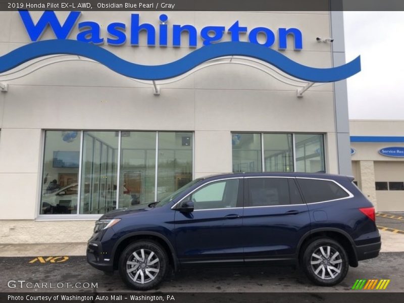 Obsidian Blue Pearl / Gray 2019 Honda Pilot EX-L AWD