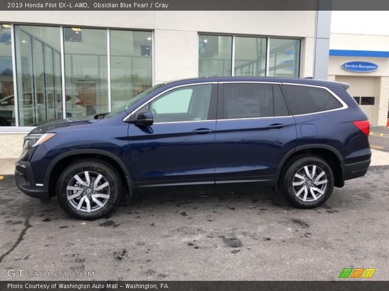 Obsidian Blue Pearl / Gray 2019 Honda Pilot EX-L AWD