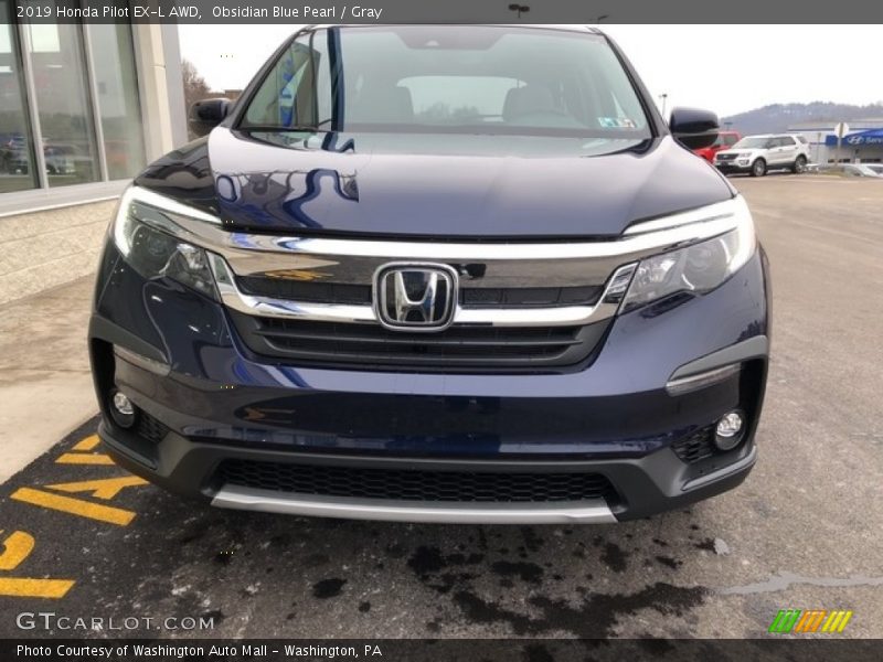 Obsidian Blue Pearl / Gray 2019 Honda Pilot EX-L AWD