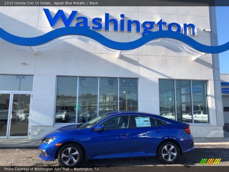 Agean Blue Metallic / Black 2019 Honda Civic LX Sedan