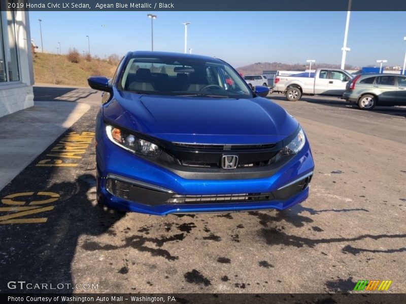 Agean Blue Metallic / Black 2019 Honda Civic LX Sedan