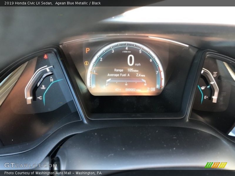 Agean Blue Metallic / Black 2019 Honda Civic LX Sedan
