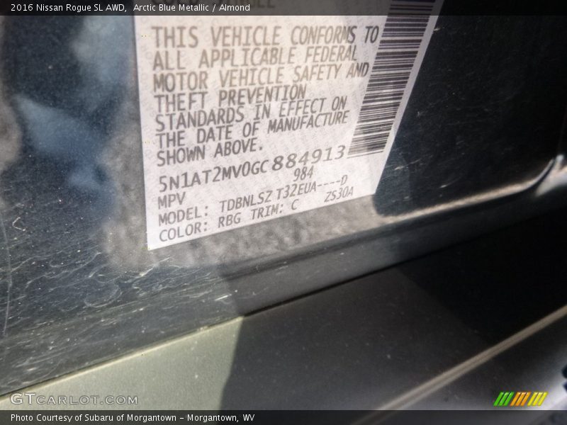 Arctic Blue Metallic / Almond 2016 Nissan Rogue SL AWD