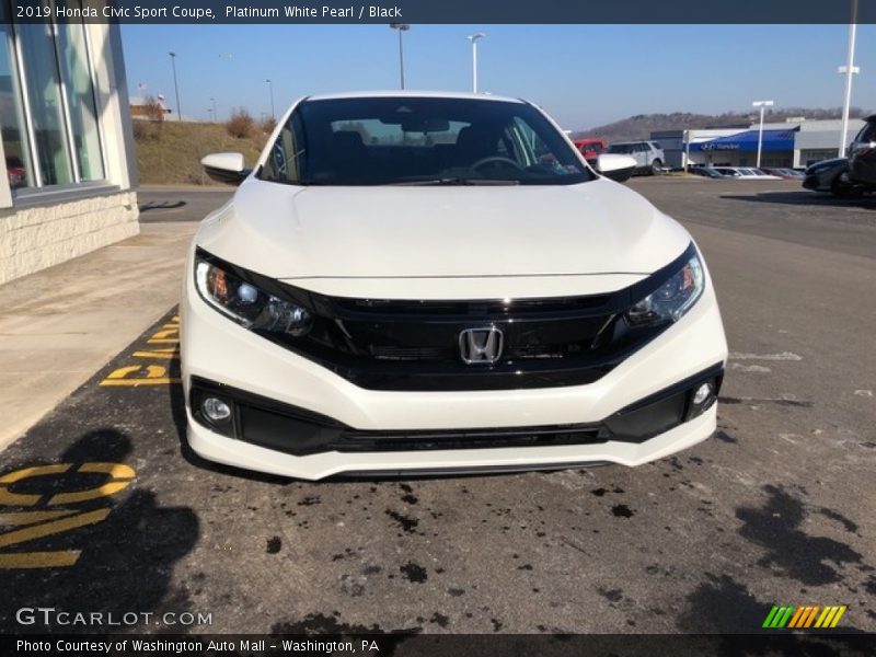 Platinum White Pearl / Black 2019 Honda Civic Sport Coupe