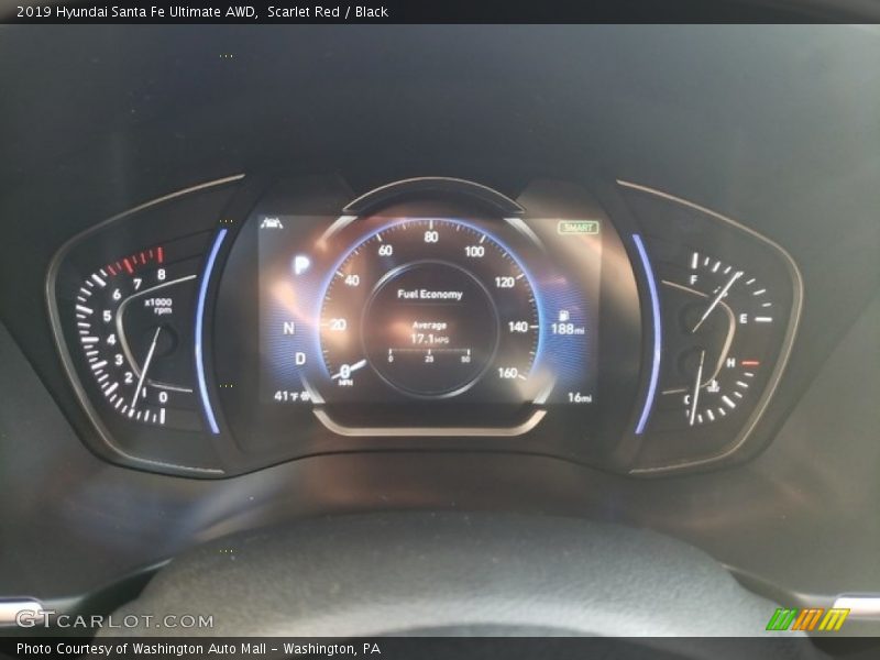 Scarlet Red / Black 2019 Hyundai Santa Fe Ultimate AWD