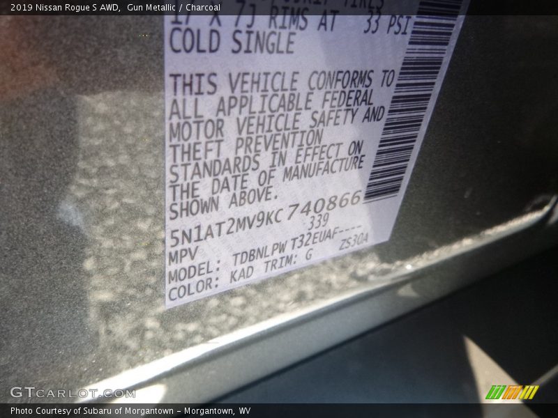 Gun Metallic / Charcoal 2019 Nissan Rogue S AWD