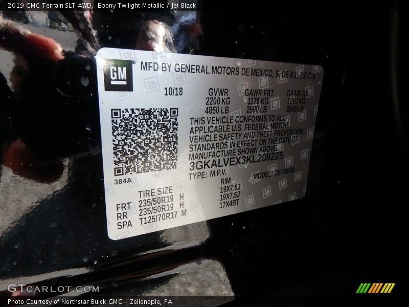 Ebony Twilight Metallic / Jet Black 2019 GMC Terrain SLT AWD