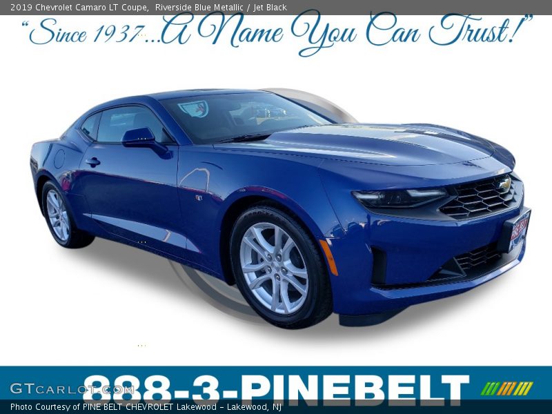 Riverside Blue Metallic / Jet Black 2019 Chevrolet Camaro LT Coupe
