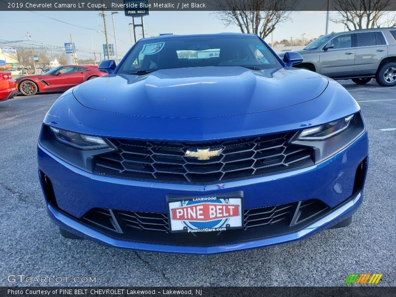 Riverside Blue Metallic / Jet Black 2019 Chevrolet Camaro LT Coupe