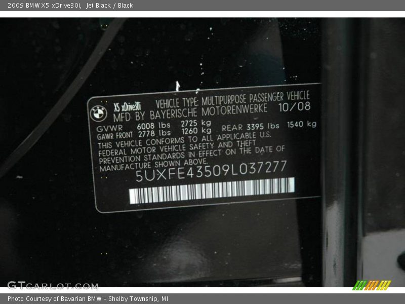 Jet Black / Black 2009 BMW X5 xDrive30i