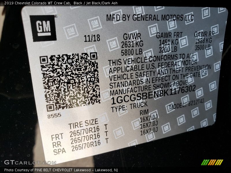 Black / Jet Black/Dark Ash 2019 Chevrolet Colorado WT Crew Cab