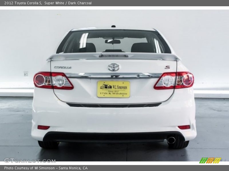 Super White / Dark Charcoal 2012 Toyota Corolla S