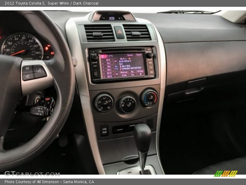 Super White / Dark Charcoal 2012 Toyota Corolla S