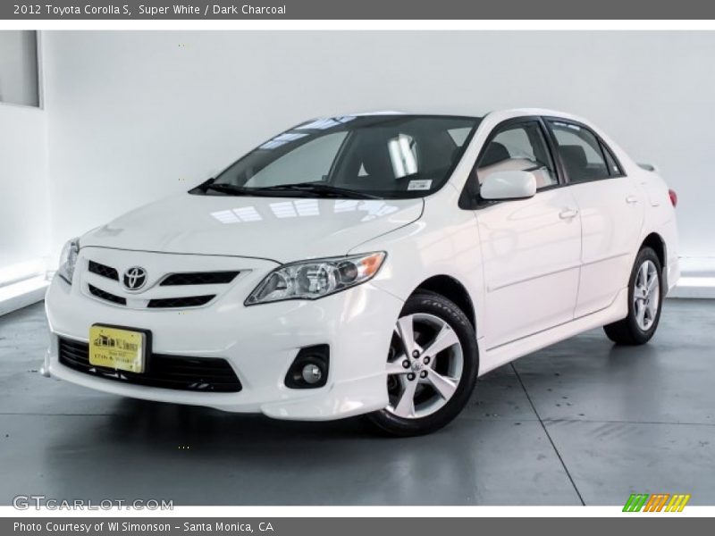 Super White / Dark Charcoal 2012 Toyota Corolla S