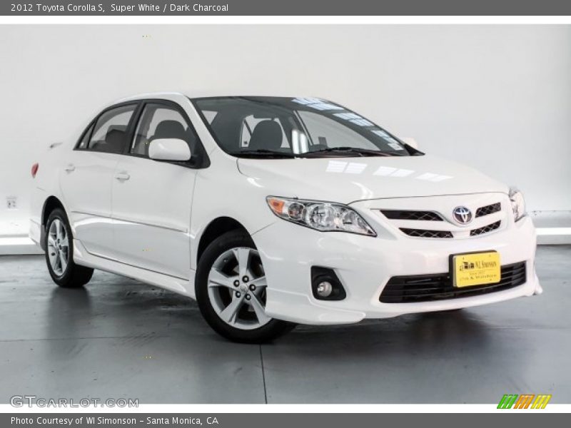 Super White / Dark Charcoal 2012 Toyota Corolla S