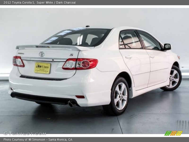 Super White / Dark Charcoal 2012 Toyota Corolla S